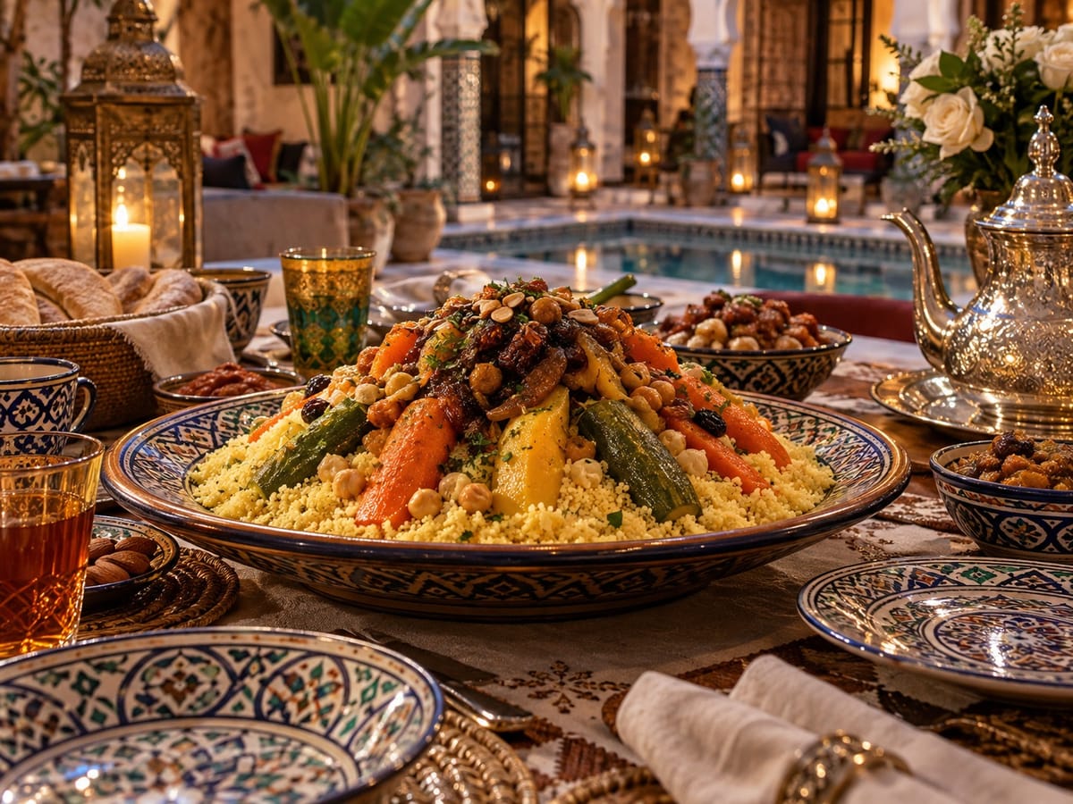 Couscous marocain servi dans un riad de Marrakech