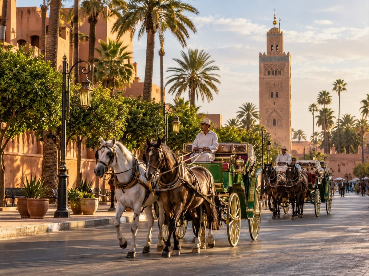 Calèche devant la Koutoubia à Marrakech